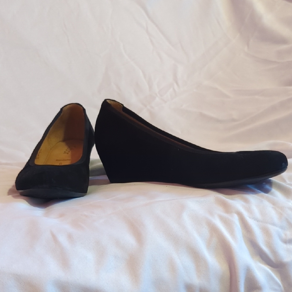 Gabor Classic Black Suede Wedge Shoes